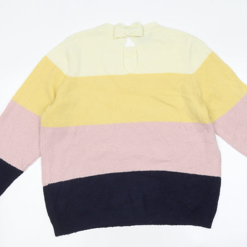 Dorothy Perkins Womens Multicoloured Round Neck Striped 100% Cotton Pullover Jumper Size 12