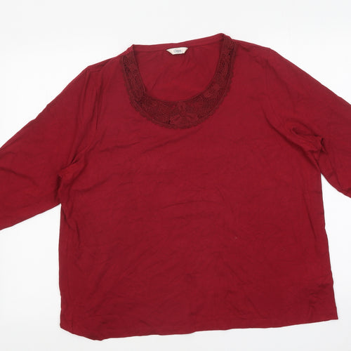 Marks and Spencer Womens Red Polyester Basic T-Shirt Size 12 Round Neck