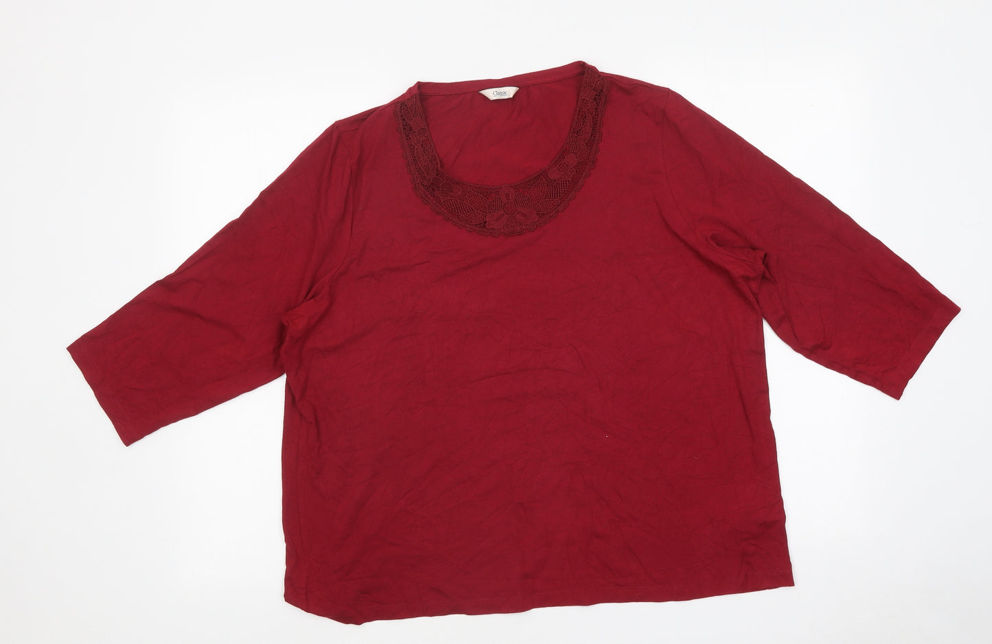 Marks and Spencer Womens Red Polyester Basic T-Shirt Size 12 Round Neck