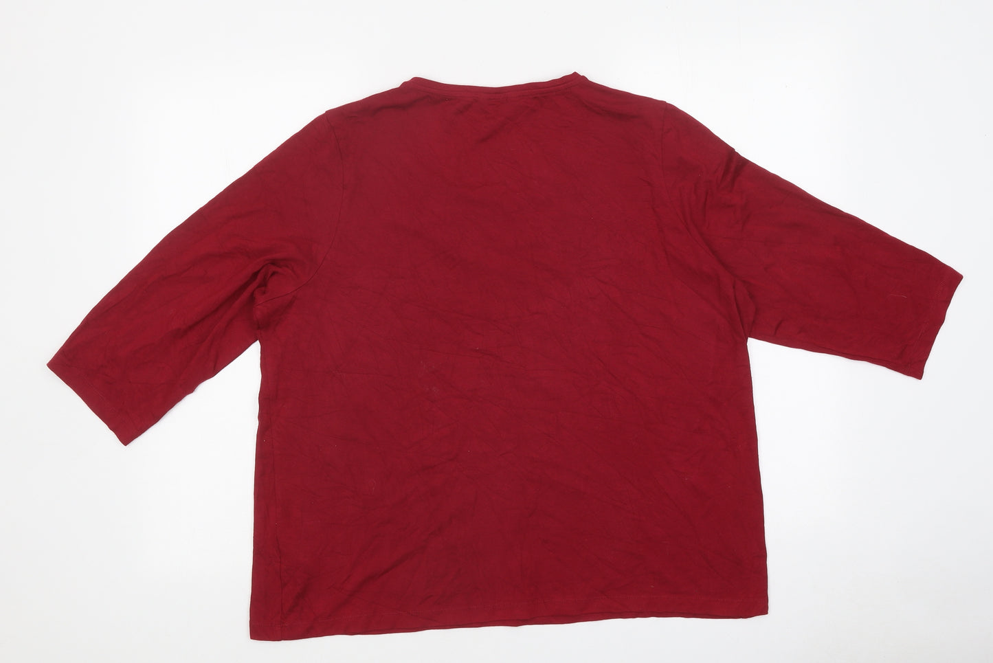 Marks and Spencer Womens Red Polyester Basic T-Shirt Size 12 Round Neck