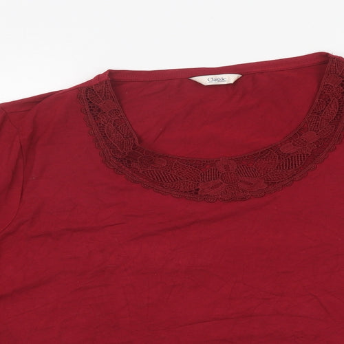 Marks and Spencer Womens Red Polyester Basic T-Shirt Size 12 Round Neck