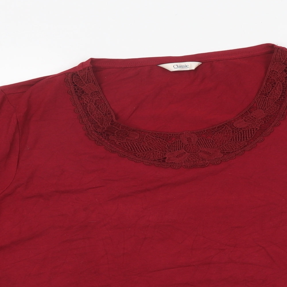 Marks and Spencer Womens Red Polyester Basic T-Shirt Size 12 Round Neck