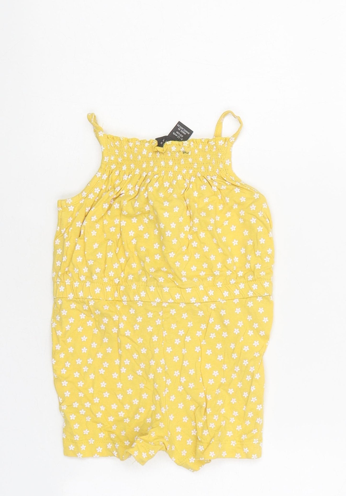 Primark Girls Yellow Floral Polyester Playsuit One-Piece Size 9-10 Years Pullover