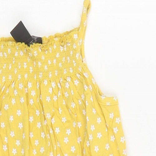 Primark Girls Yellow Floral Polyester Playsuit One-Piece Size 9-10 Years Pullover