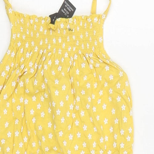 Primark Girls Yellow Floral Polyester Playsuit One-Piece Size 9-10 Years Pullover