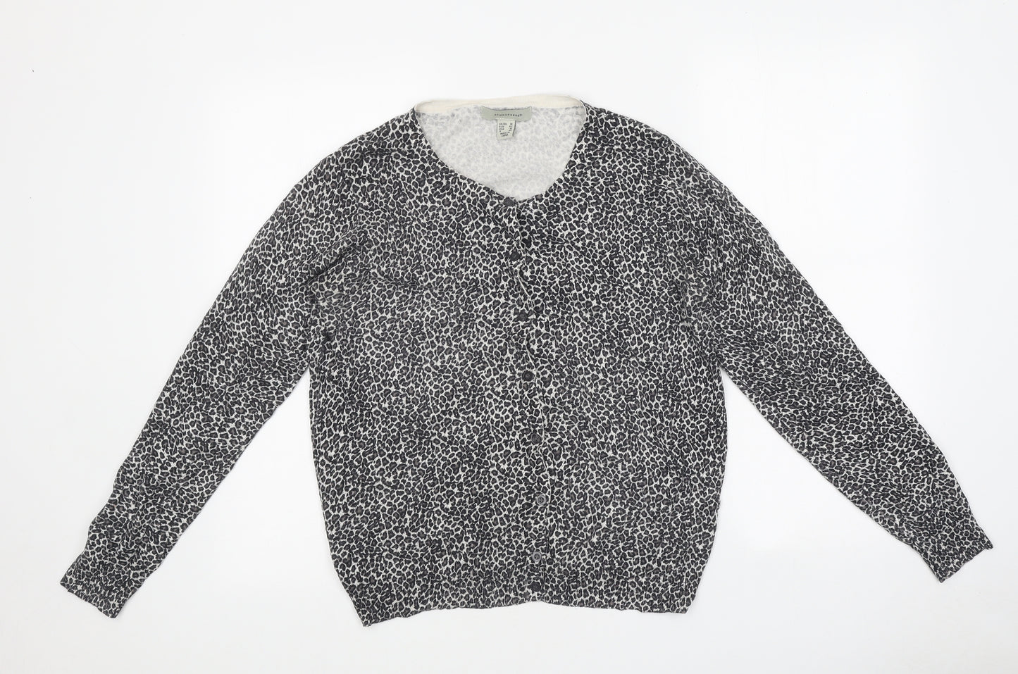 Primark Womens Multicoloured Round Neck Animal Print Polyester Cardigan Jumper Size 14