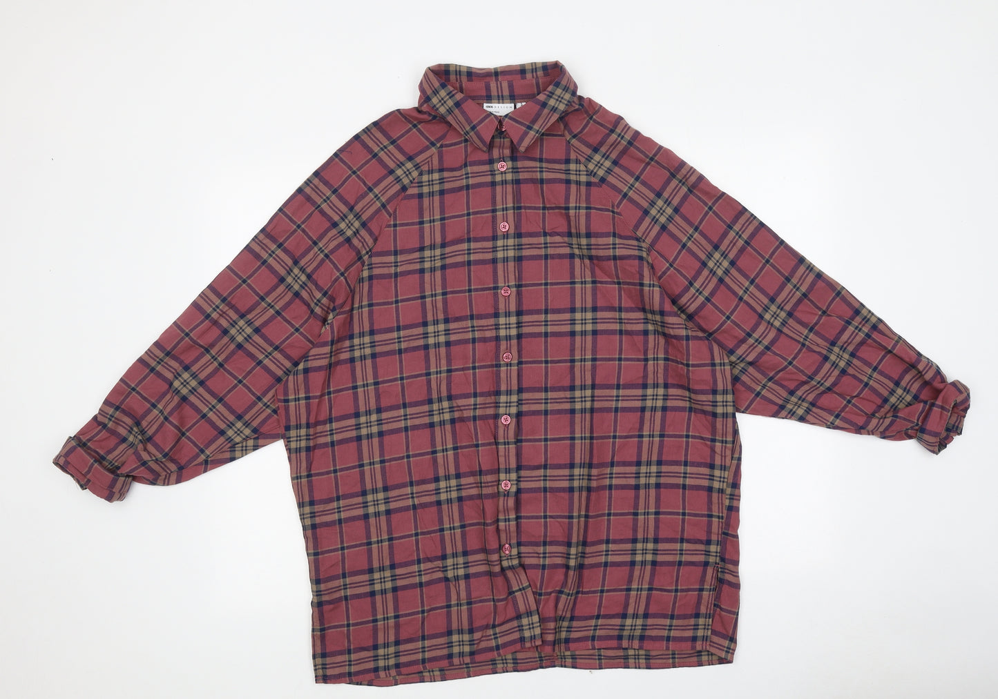 ASOS Womens Purple Plaid Polyester Basic Button-Up Size 8 Collared