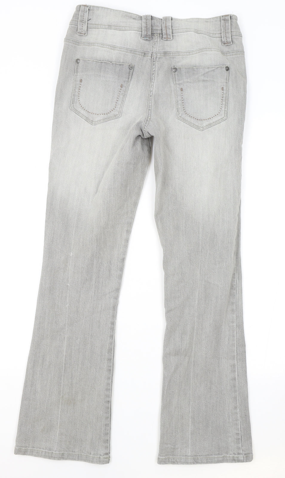NEXT Womens Grey Cotton Bootcut Jeans Size 8 L29 in Regular Zip