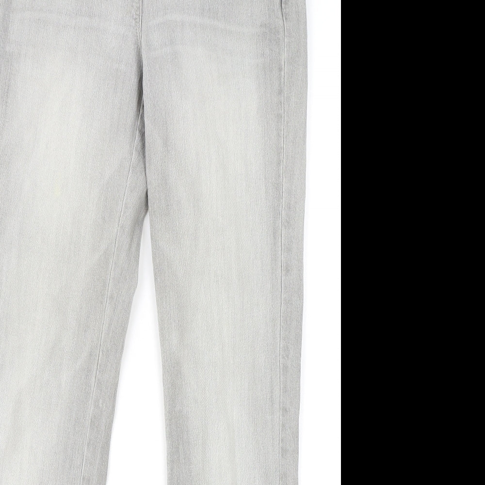 NEXT Womens Grey Cotton Bootcut Jeans Size 8 L29 in Regular Zip