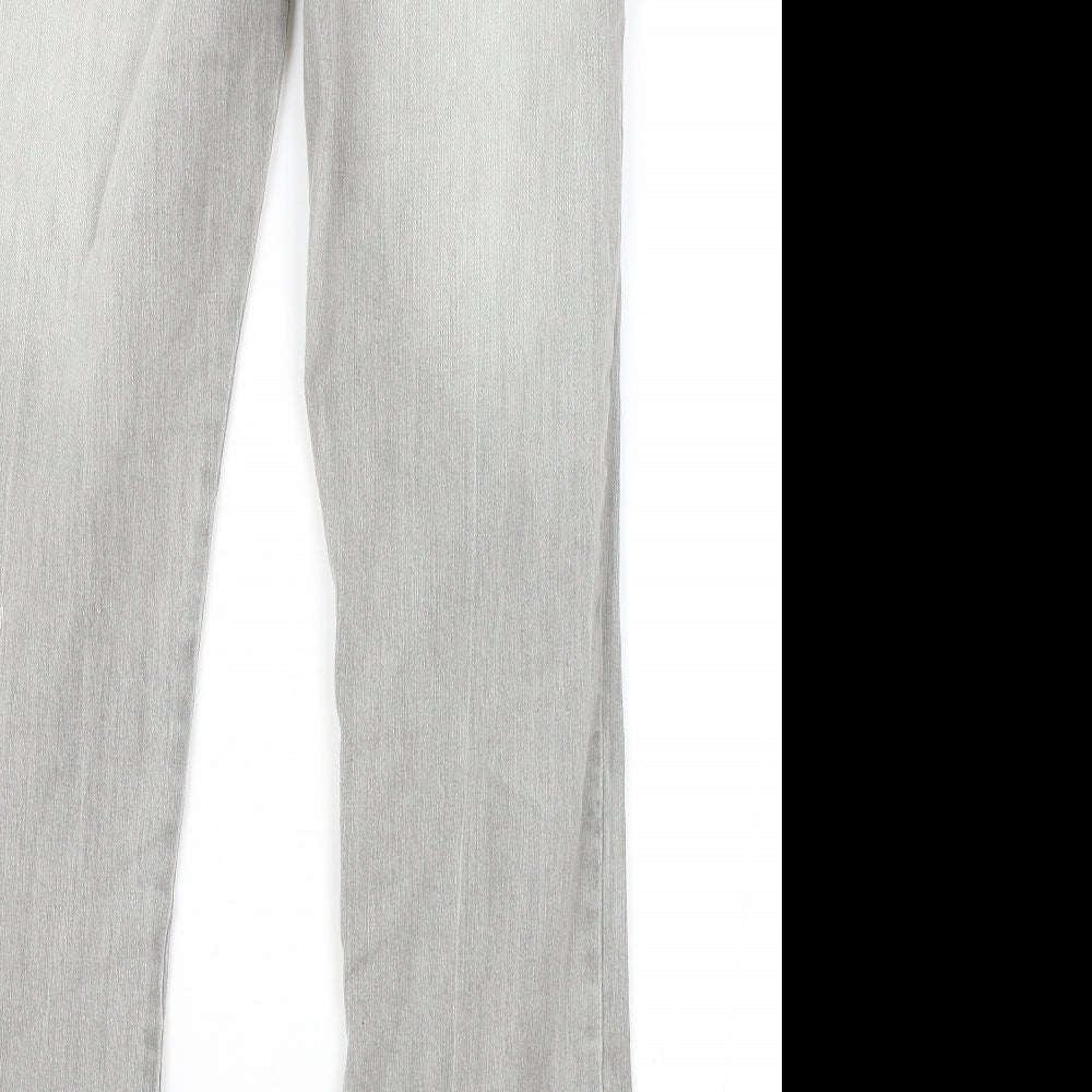 NEXT Womens Grey Cotton Bootcut Jeans Size 8 L29 in Regular Zip