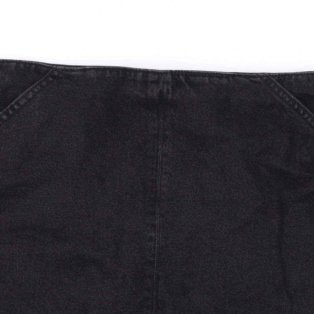 Topshop Womens Black Cotton Mini Skirt Size 16 Zip