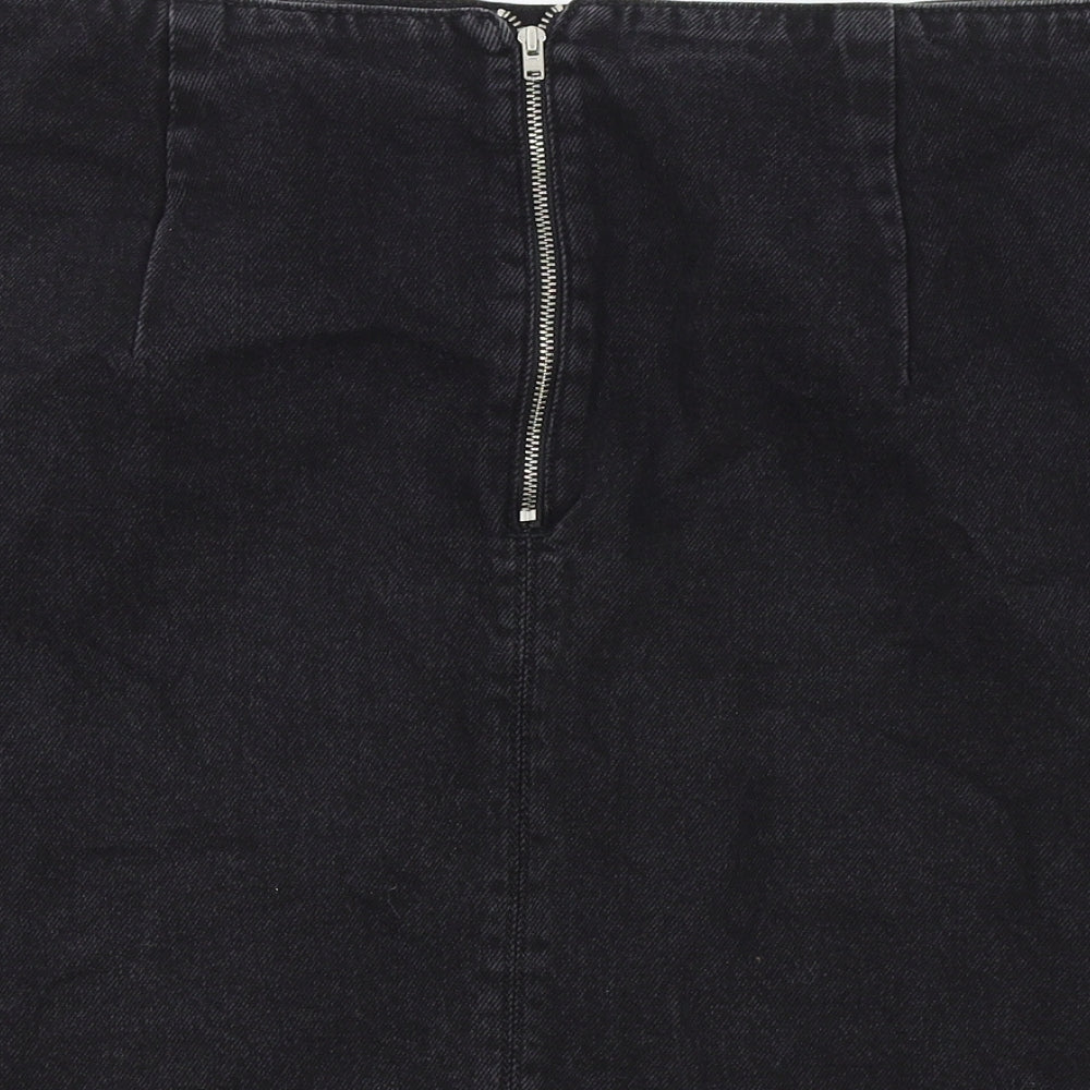 Topshop Womens Black Cotton Mini Skirt Size 16 Zip