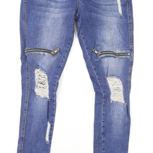 Bee Inspired Mens Blue Cotton Skinny Jeans Size 30 in L29 in Slim Zip