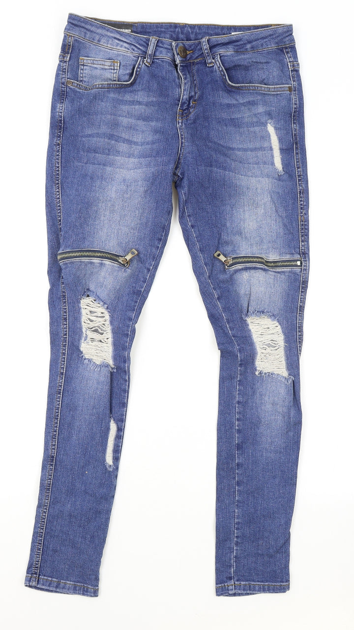 Bee Inspired Mens Blue Cotton Skinny Jeans Size 30 in L29 in Slim Zip