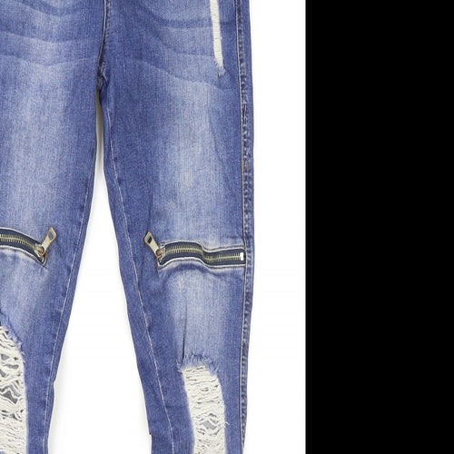 Bee Inspired Mens Blue Cotton Skinny Jeans Size 30 in L29 in Slim Zip