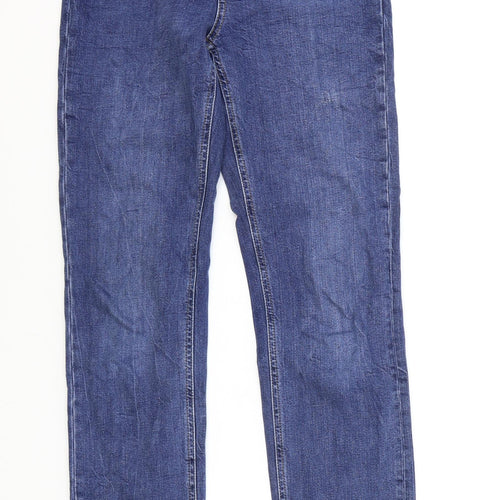 Marks and Spencer Womens Blue Cotton Skinny Jeans Size 8 L32 in Regular Zip
