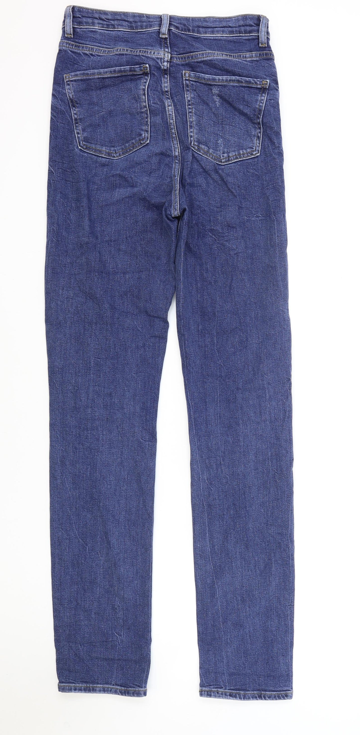 Marks and Spencer Womens Blue Cotton Skinny Jeans Size 8 L32 in Regular Zip