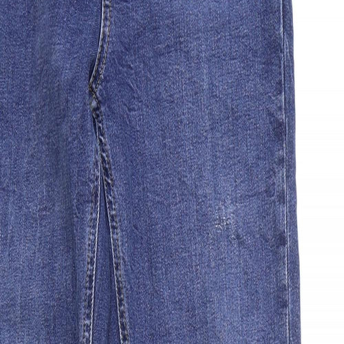 Marks and Spencer Womens Blue Cotton Skinny Jeans Size 8 L32 in Regular Zip