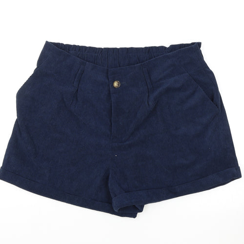 SheIn Womens Blue Polyester Paperbag Shorts Size XL Regular Button