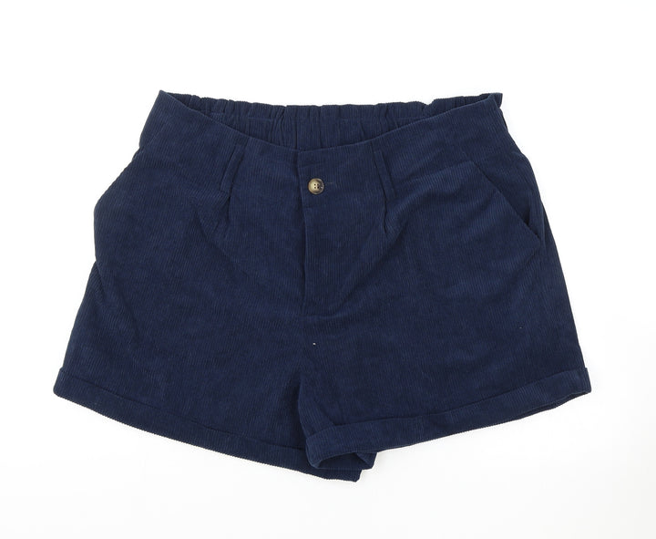SheIn Womens Blue Polyester Paperbag Shorts Size XL Regular Button
