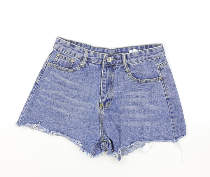 Preworn Womens Blue Cotton Hot Pants Shorts Size M Regular Zip