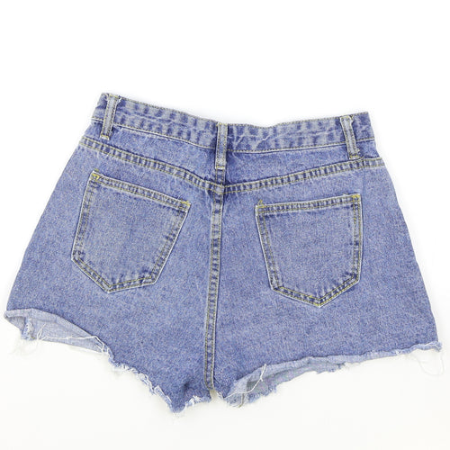 Preworn Womens Blue Cotton Hot Pants Shorts Size M Regular Zip