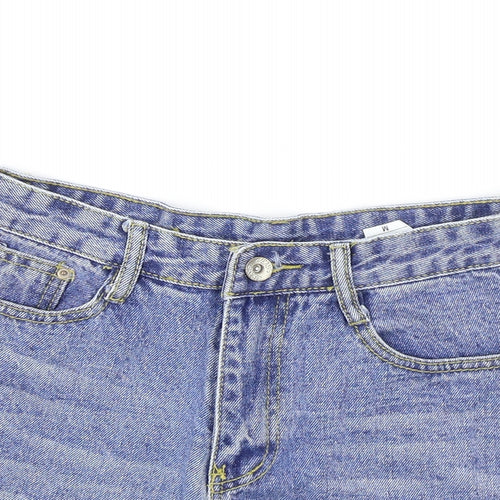 Preworn Womens Blue Cotton Hot Pants Shorts Size M Regular Zip