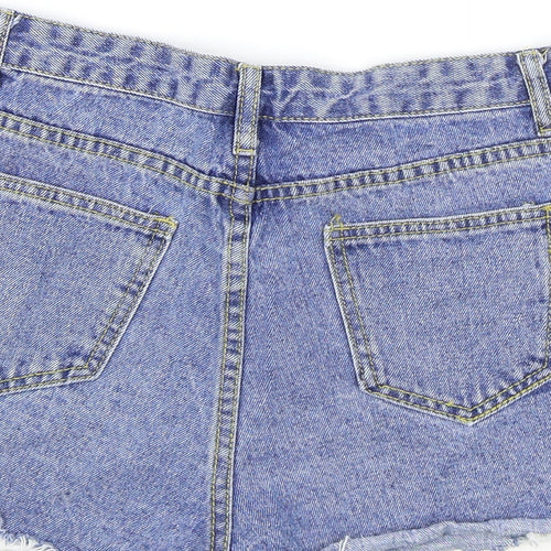 Preworn Womens Blue Cotton Hot Pants Shorts Size M Regular Zip