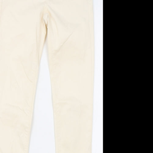 Zara Womens Orange Cotton Skinny Jeans Size 4 L27 in Regular Zip - Light Peach Colour