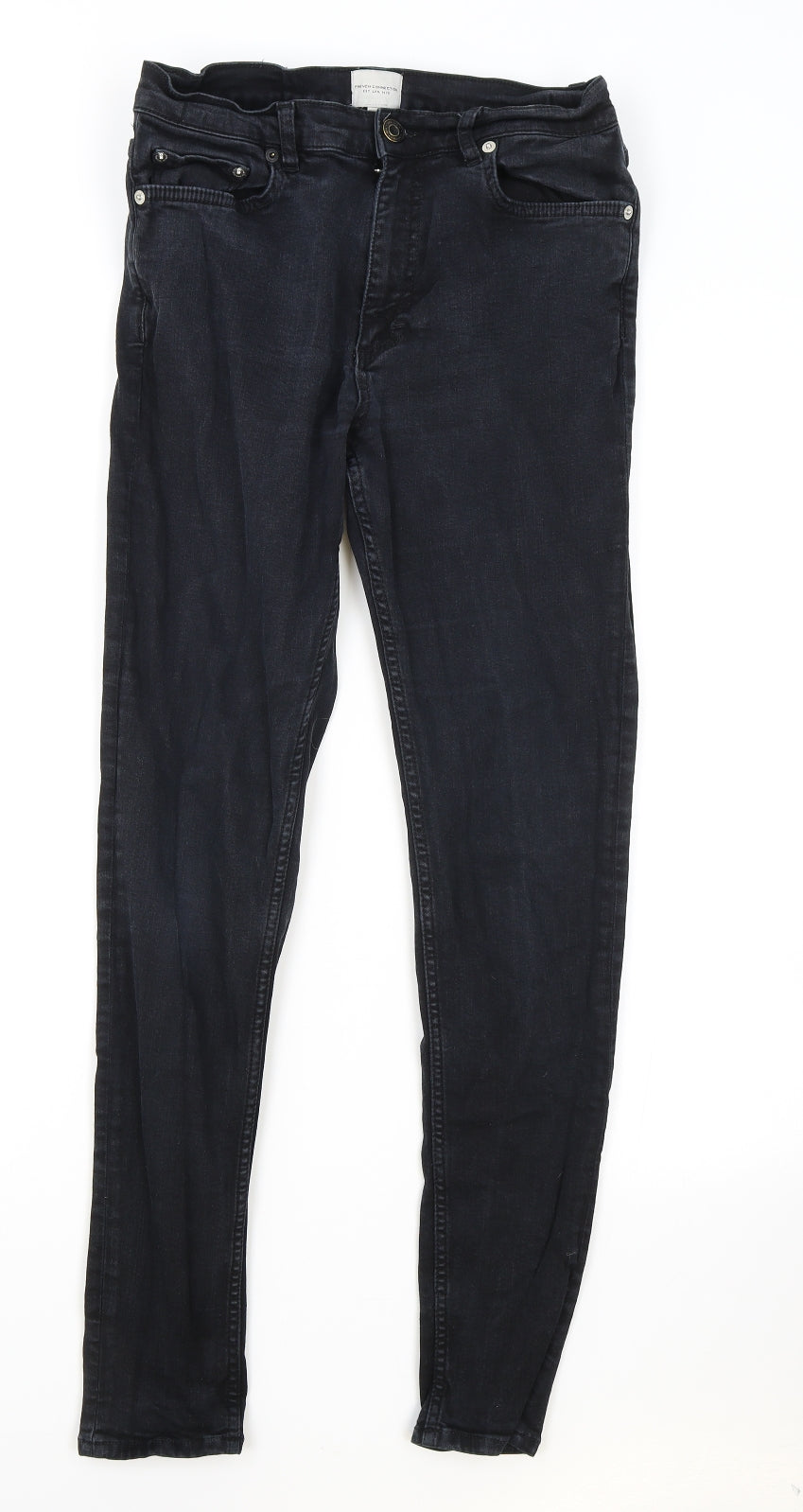 French Connection Womens Black Cotton Skinny Jeans Size 12 L29 in Regular Zip