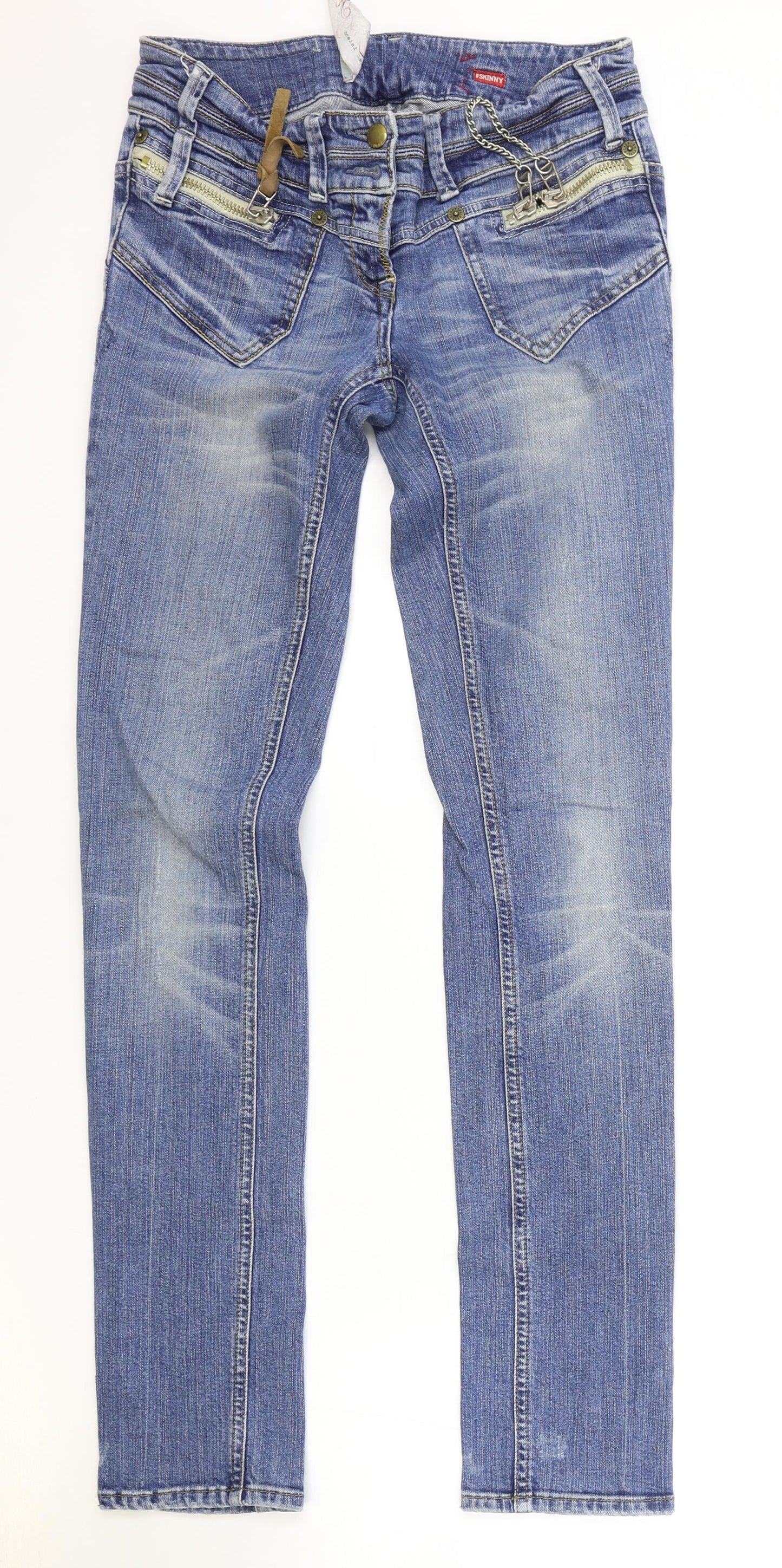 River Island Womens Blue Cotton Straight Jeans Size 29 in L33 in Regular Zip