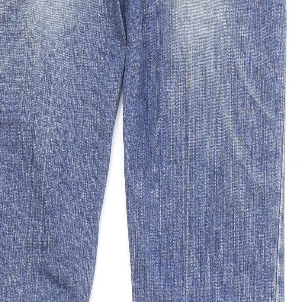 River Island Womens Blue Cotton Straight Jeans Size 29 in L33 in Regular Zip