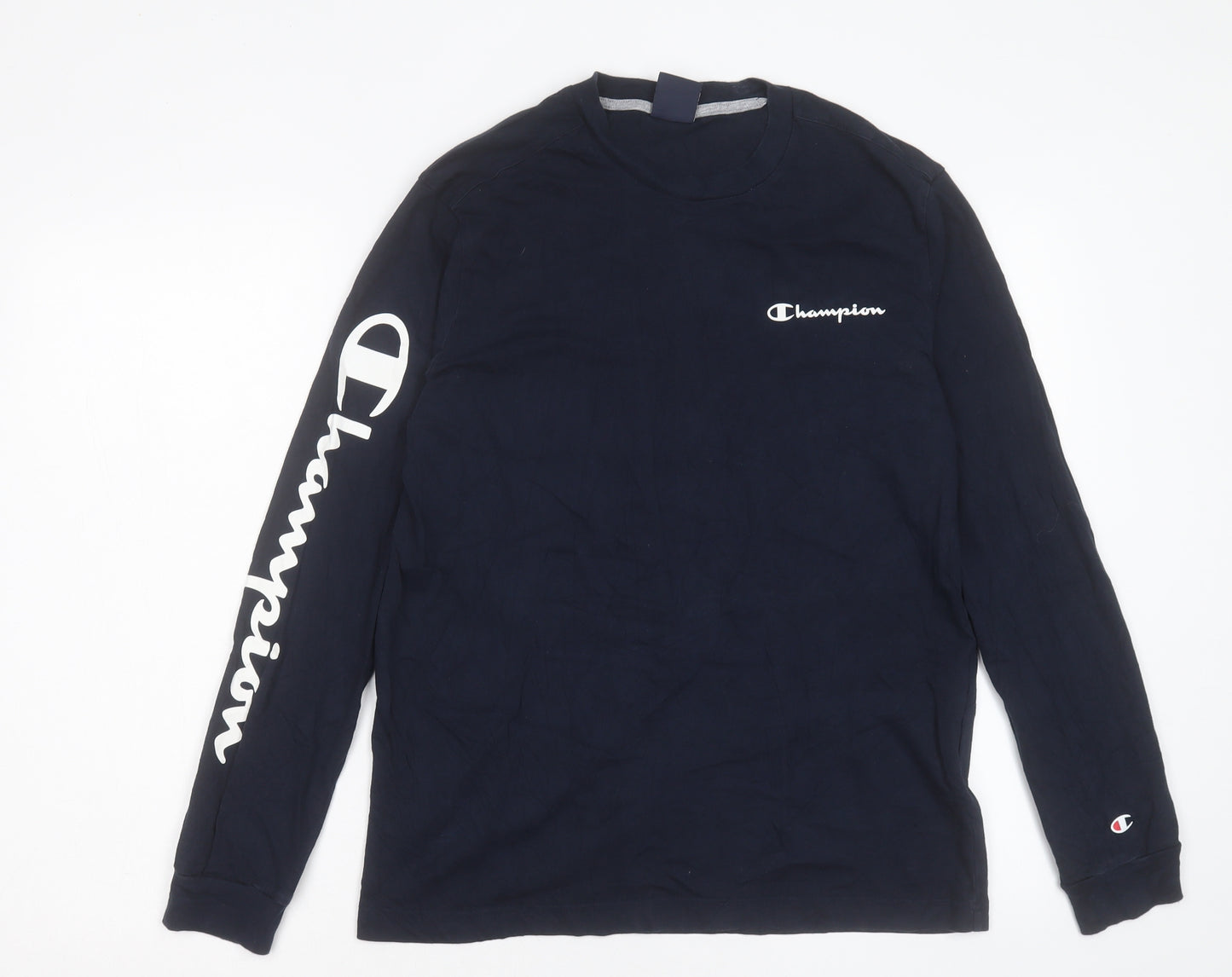 Champion Mens Blue Cotton T-Shirt Size M Crew Neck