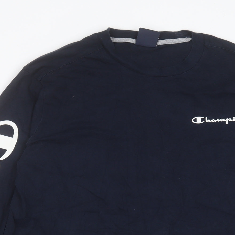 Champion Mens Blue Cotton T-Shirt Size M Crew Neck