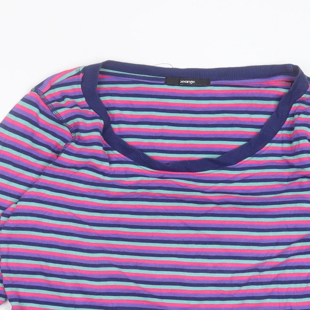 George Womens Multicoloured Striped Cotton Basic T-Shirt Size 16 Scoop Neck