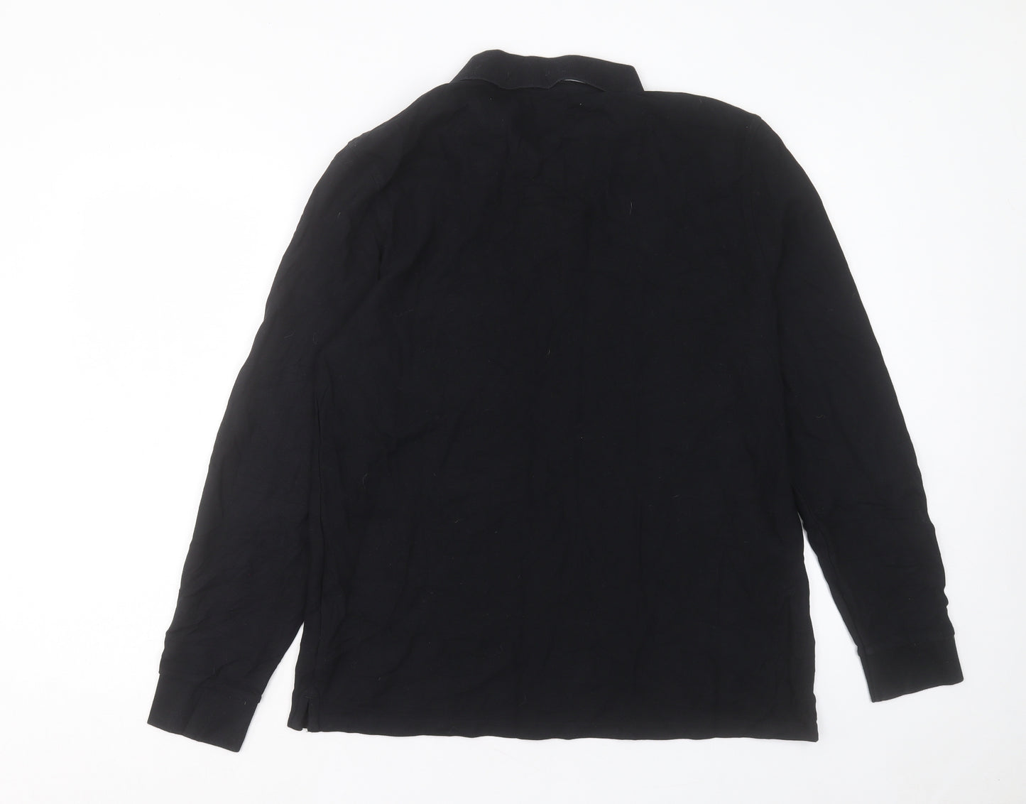 Marks and Spencer Mens Black Cotton Polo Size XL Collared Button