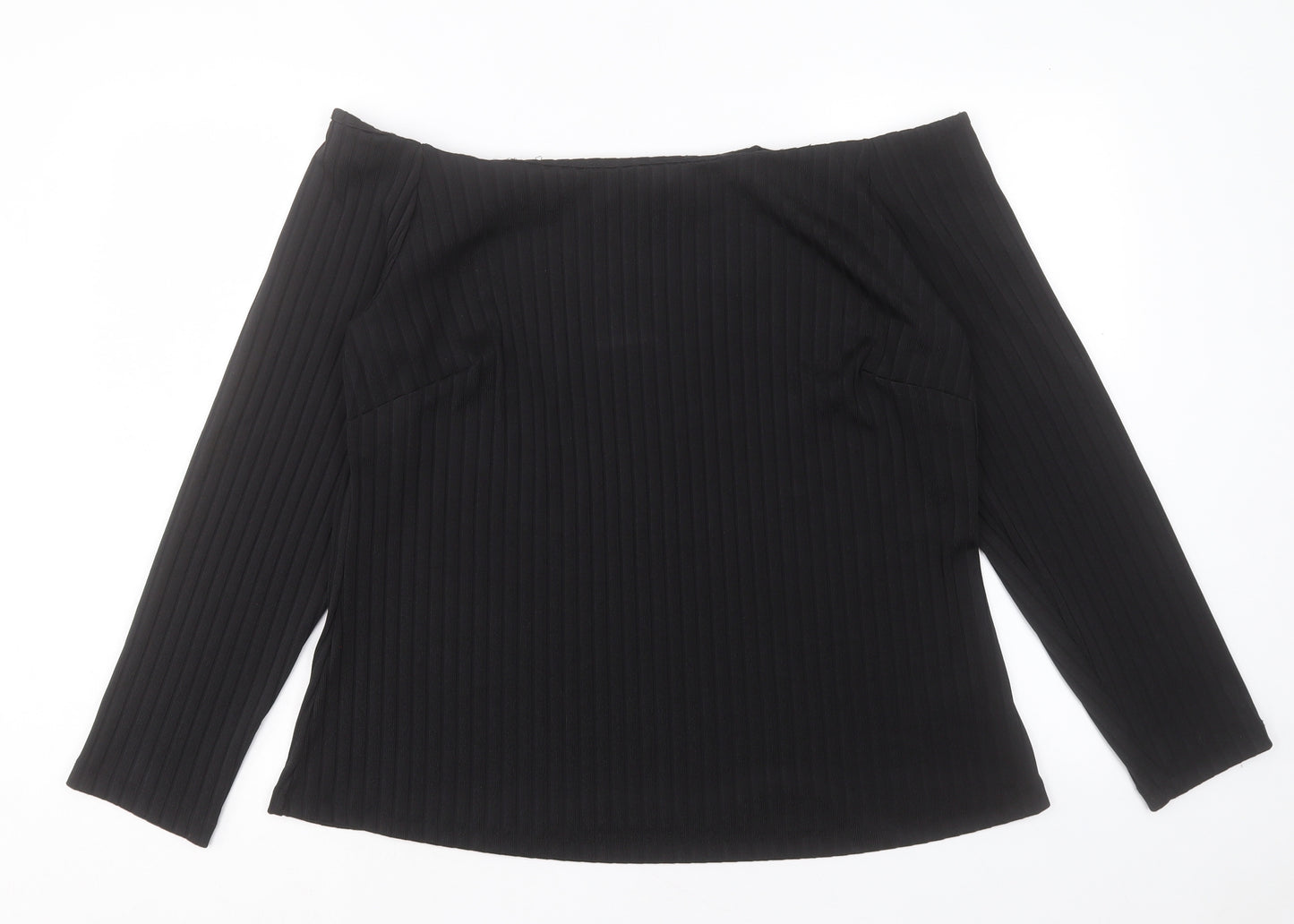 NEXT Womens Black Polyester Basic T-Shirt Size 22 Boat Neck