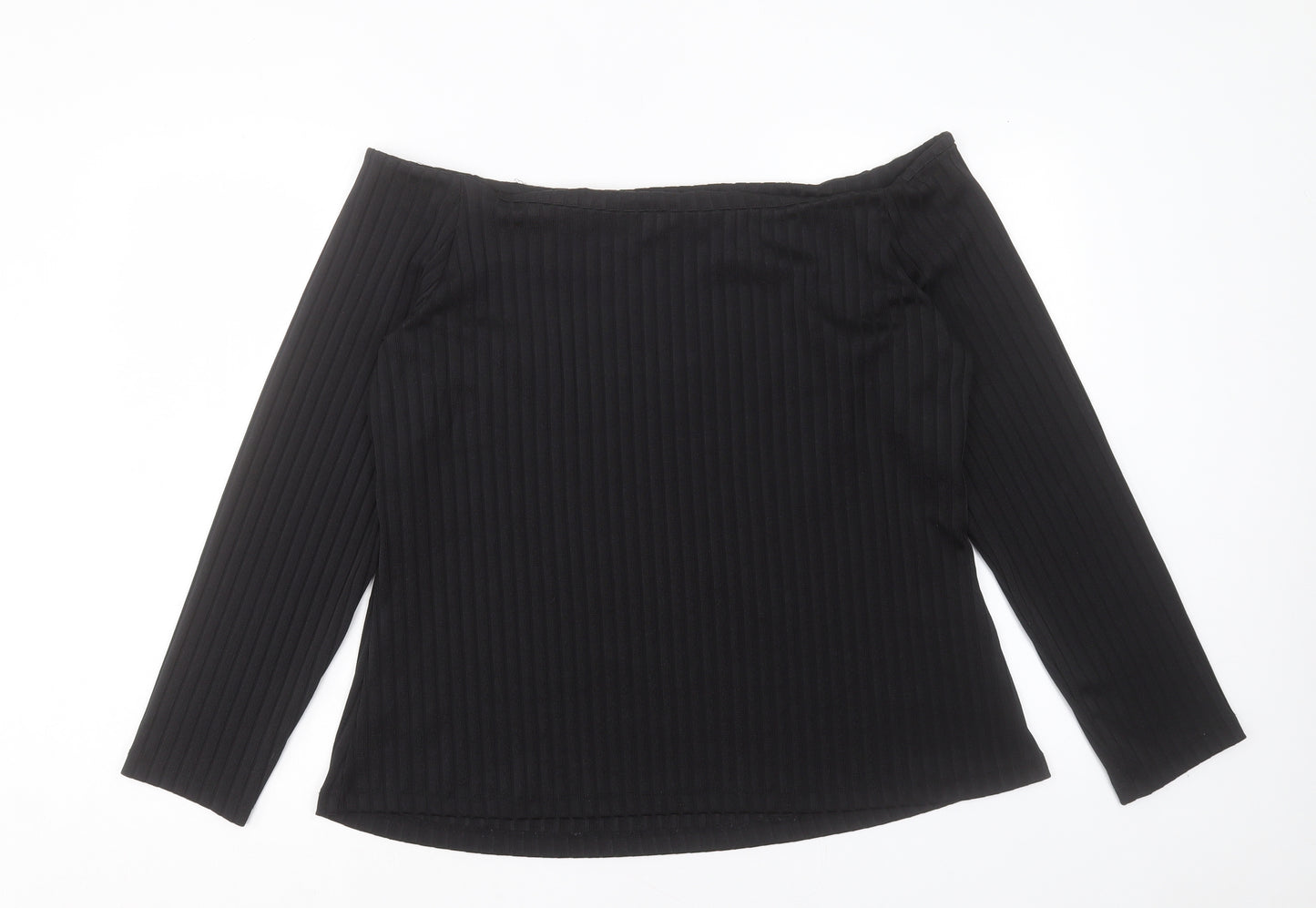 NEXT Womens Black Polyester Basic T-Shirt Size 22 Boat Neck