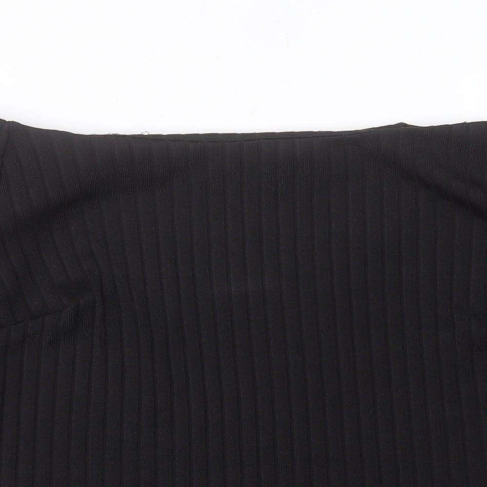 NEXT Womens Black Polyester Basic T-Shirt Size 22 Boat Neck