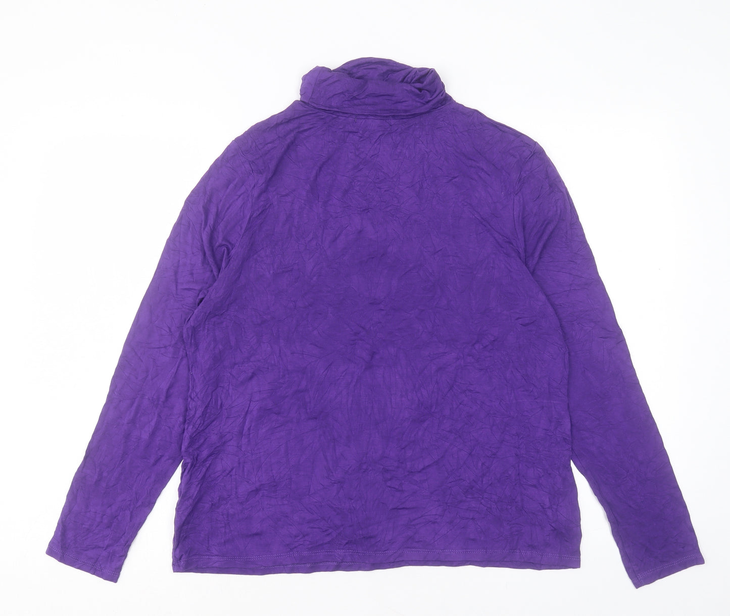 Primark Womens Purple Viscose Basic T-Shirt Size XL Roll Neck