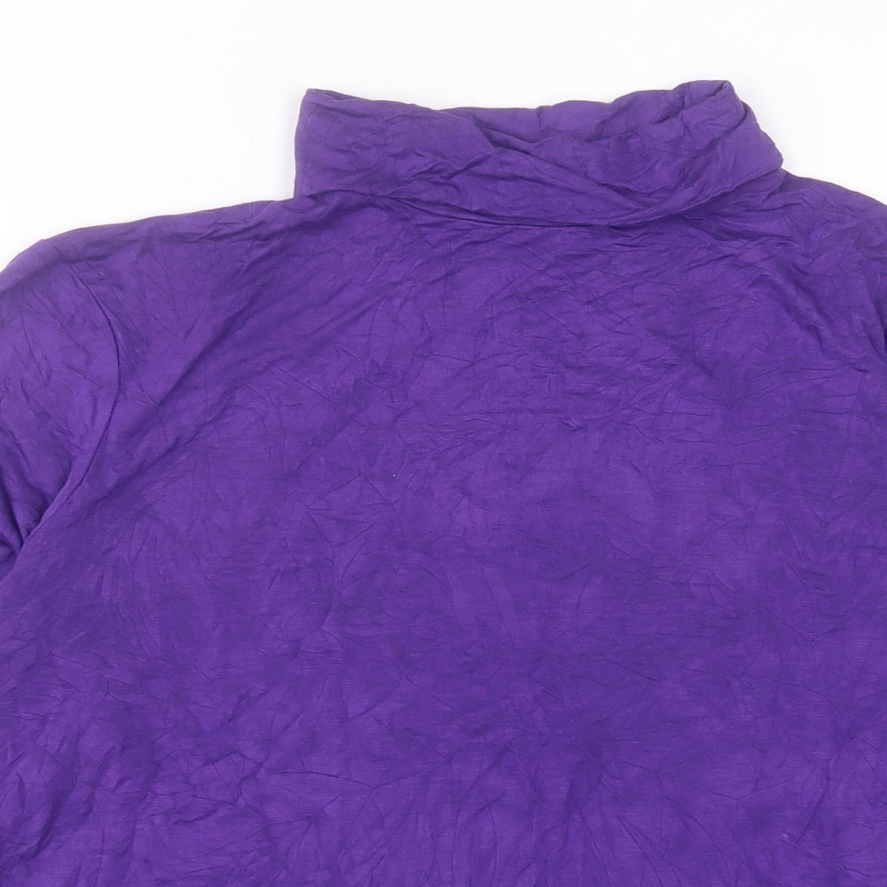 Primark Womens Purple Viscose Basic T-Shirt Size XL Roll Neck