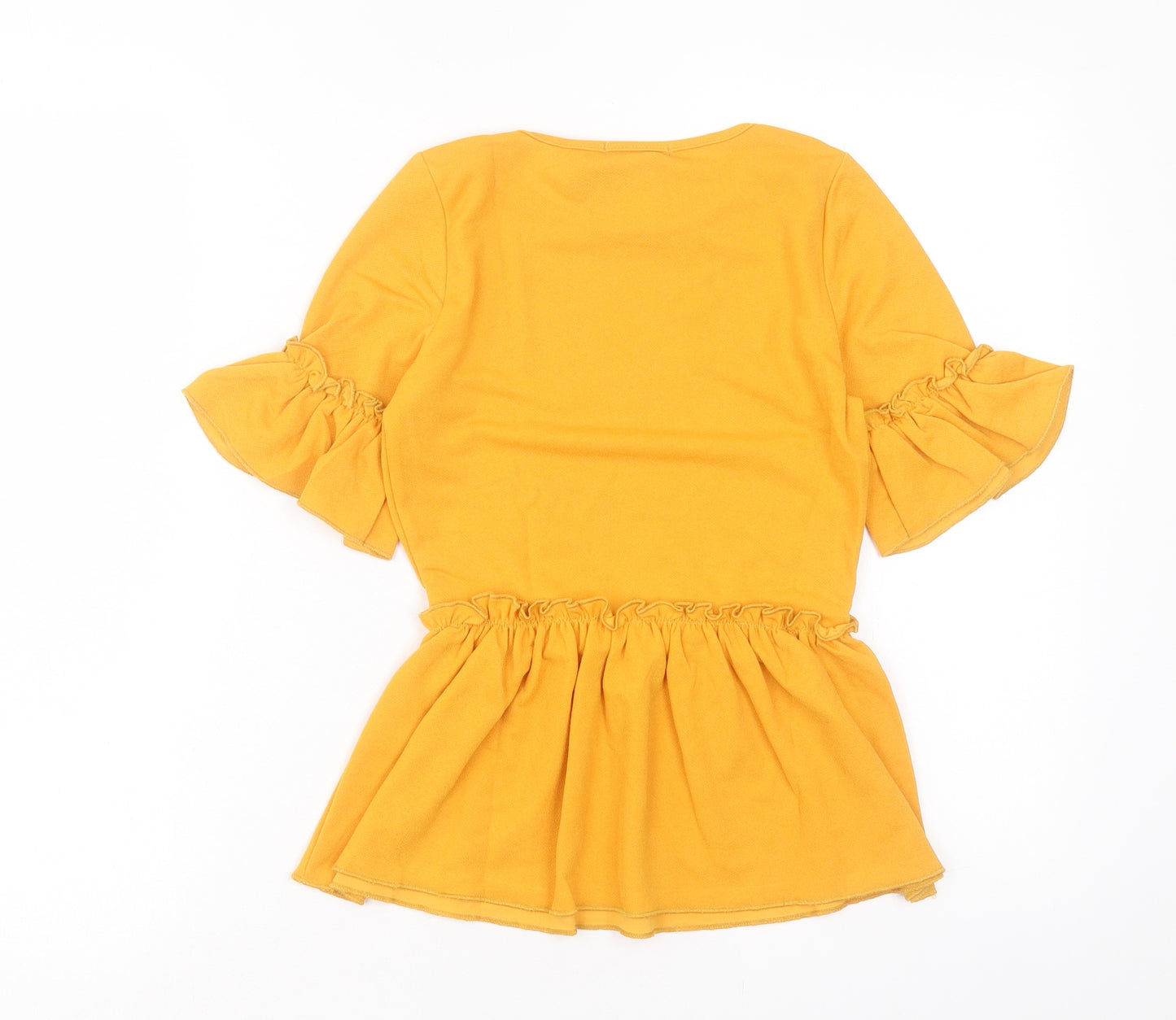 I-X London Womens Yellow Polyester Basic T-Shirt Size 6 Crew Neck