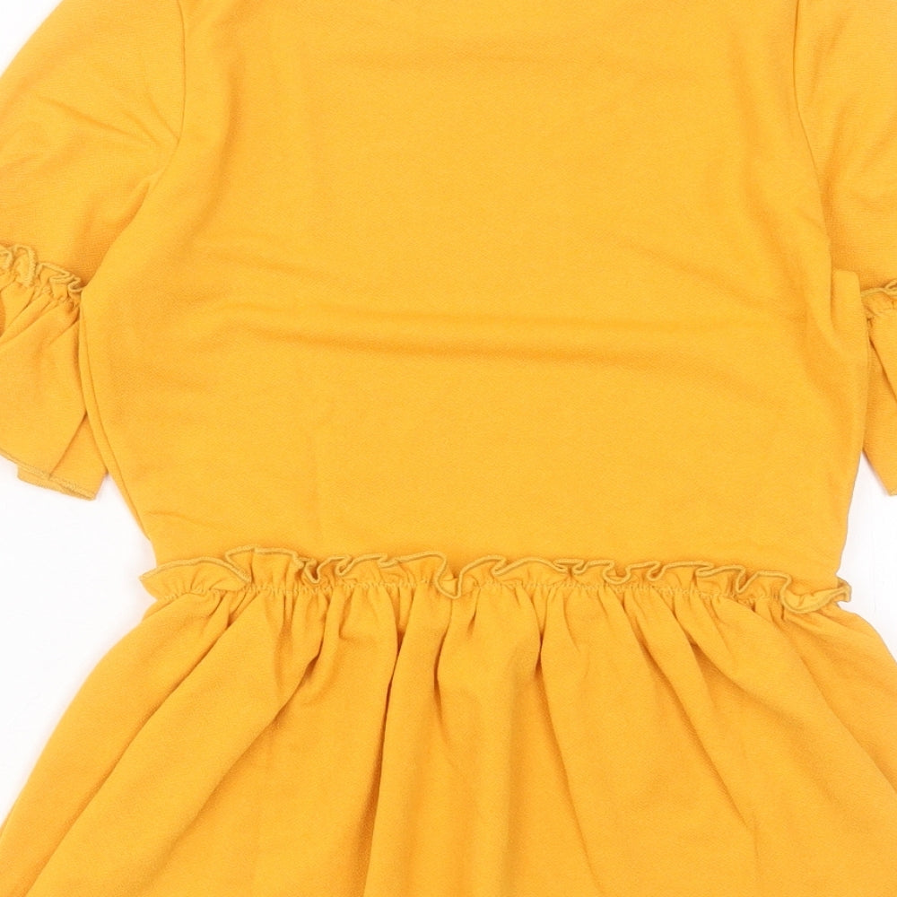 I-X London Womens Yellow Polyester Basic T-Shirt Size 6 Crew Neck