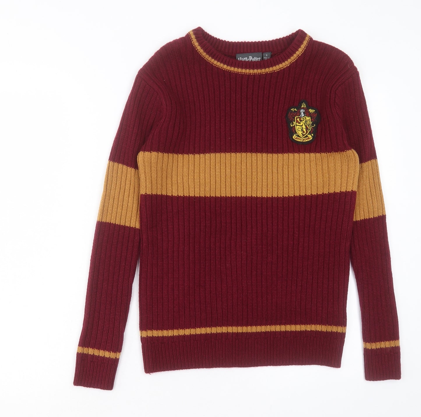 Primark Womens Purple Crew Neck Striped Acrylic Pullover Jumper Size S - Harry Potter
