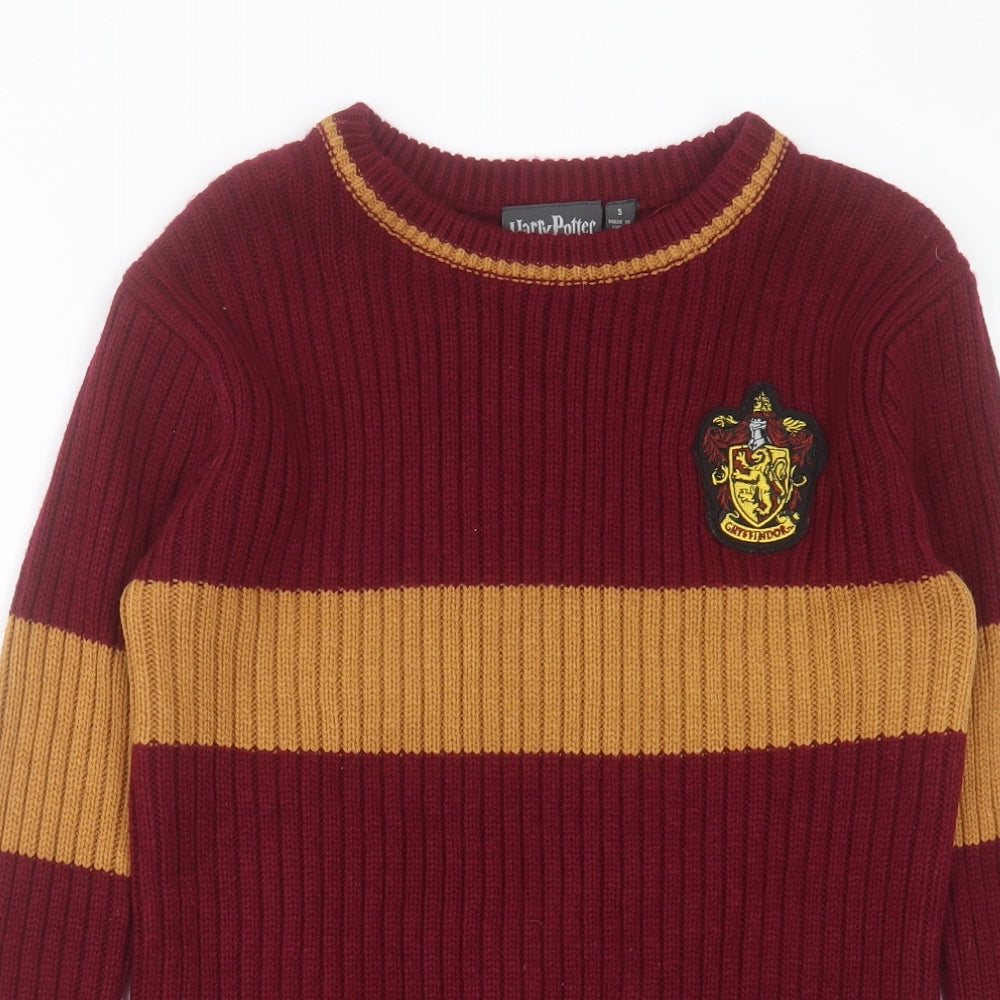 Primark Womens Purple Crew Neck Striped Acrylic Pullover Jumper Size S - Harry Potter