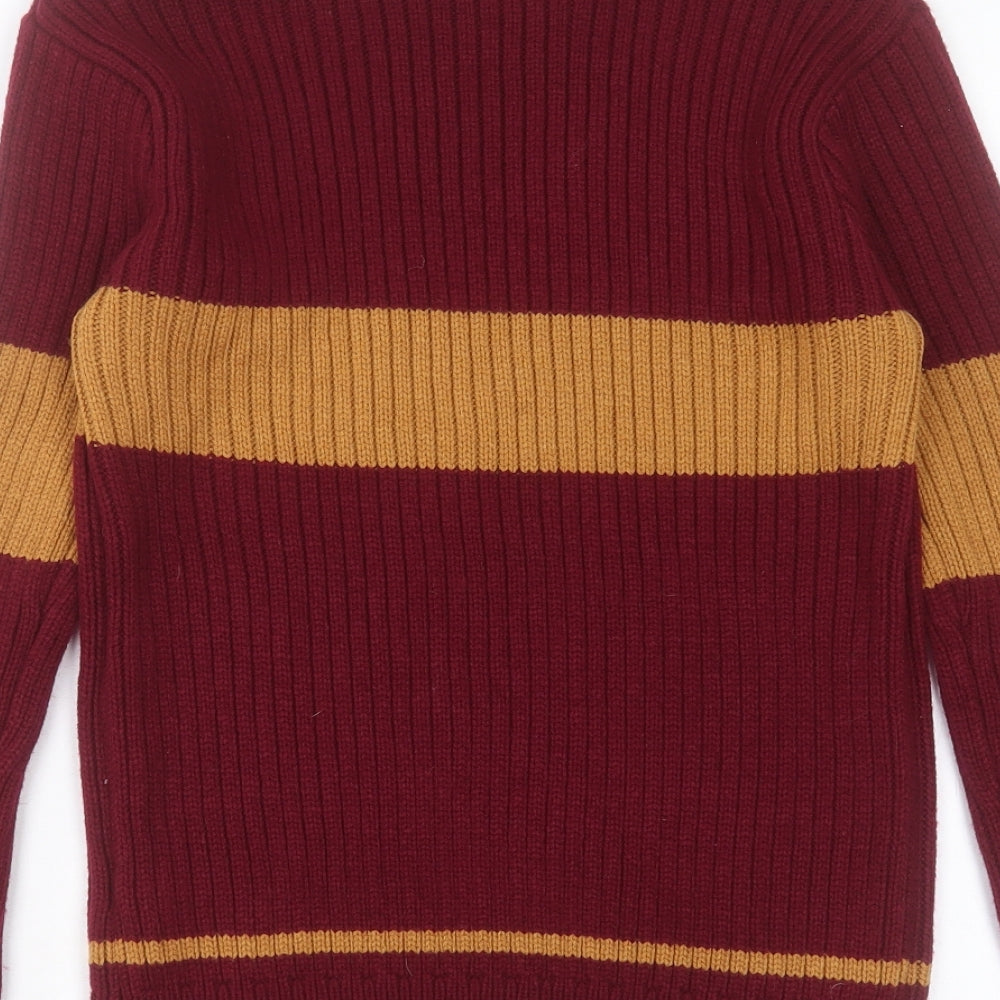 Primark Womens Purple Crew Neck Striped Acrylic Pullover Jumper Size S - Harry Potter