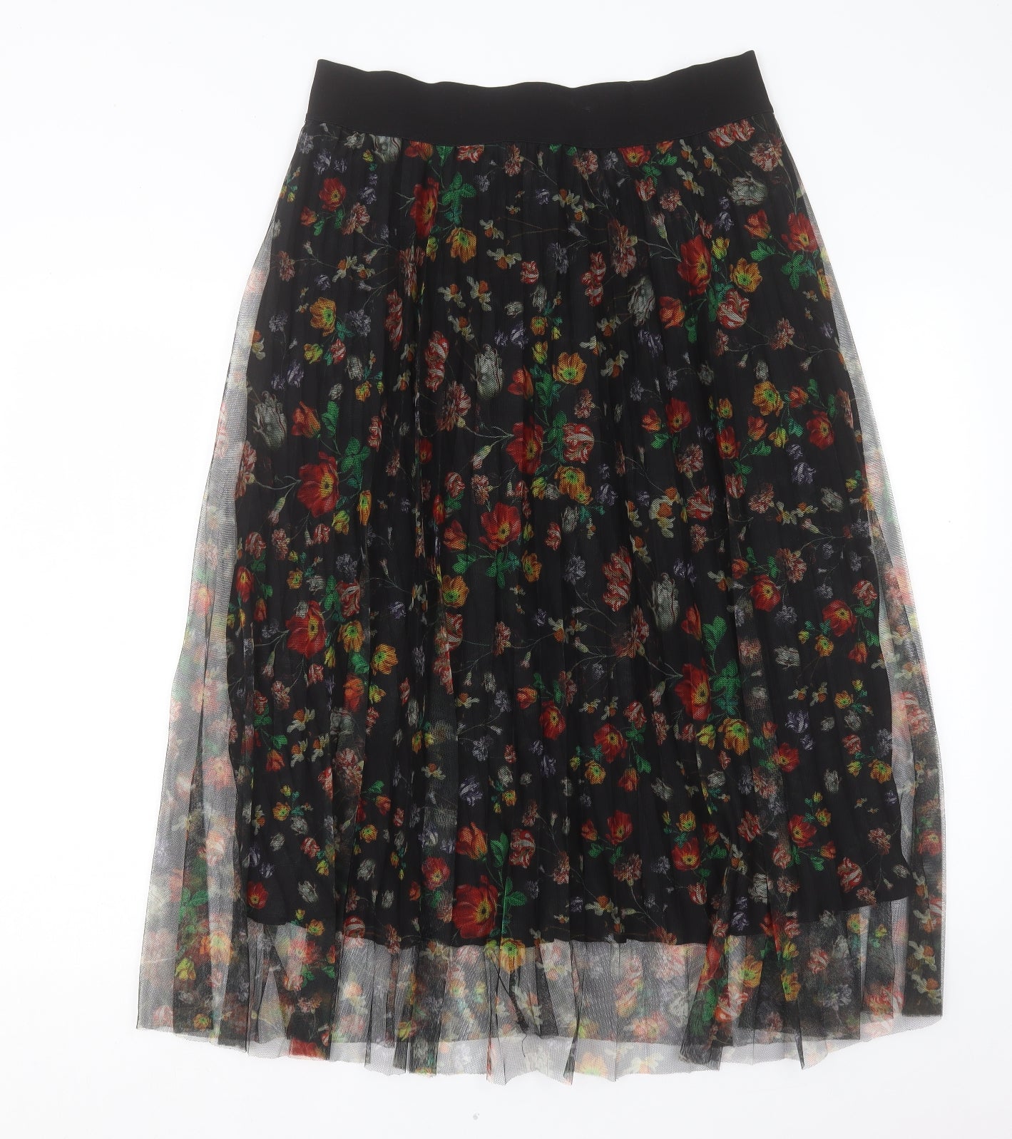 H&M Womens Multicoloured Floral Polyester A-Line Skirt Size 14