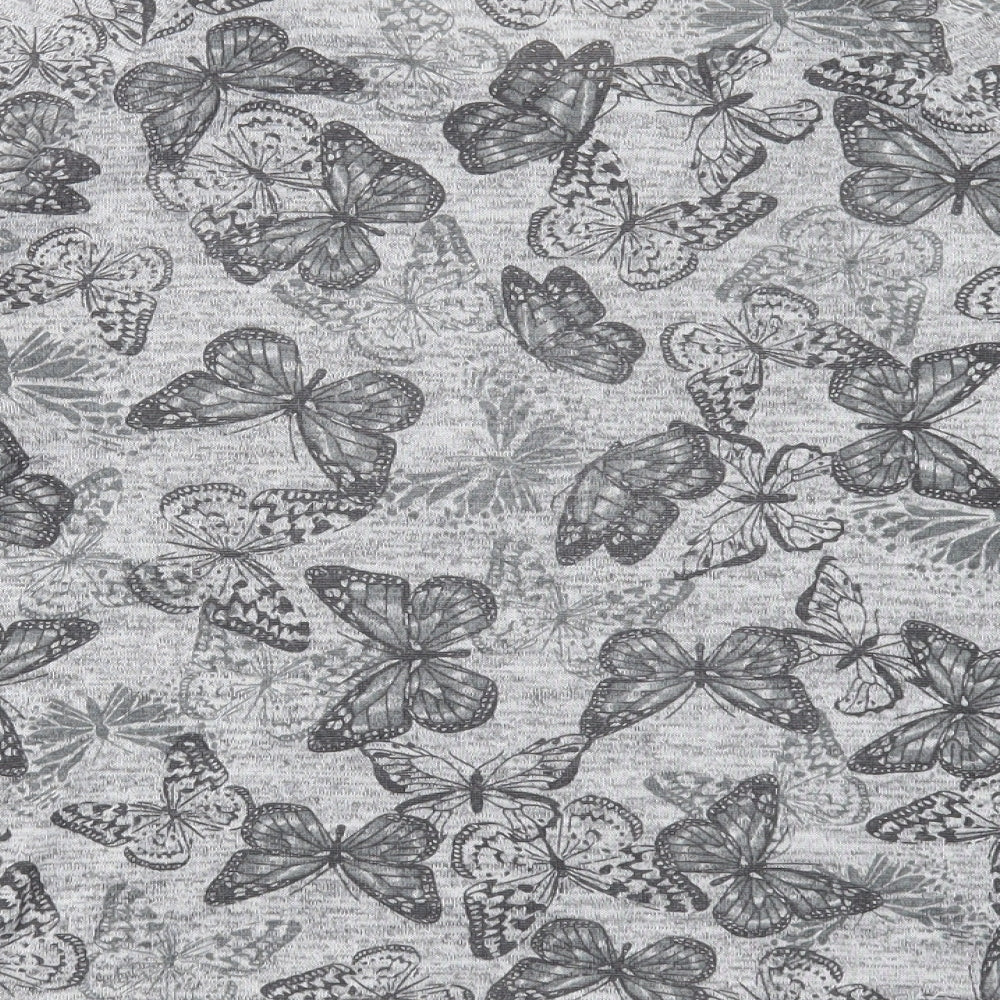 Papaya Womens Grey Geometric Polyester Basic T-Shirt Size 14 Boat Neck - Butterfly Print