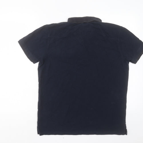883 Police Mens Blue Cotton Polo Size S Collared Button
