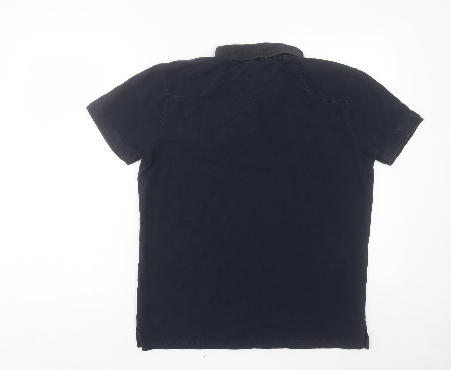 883 Police Mens Blue Cotton Polo Size S Collared Button